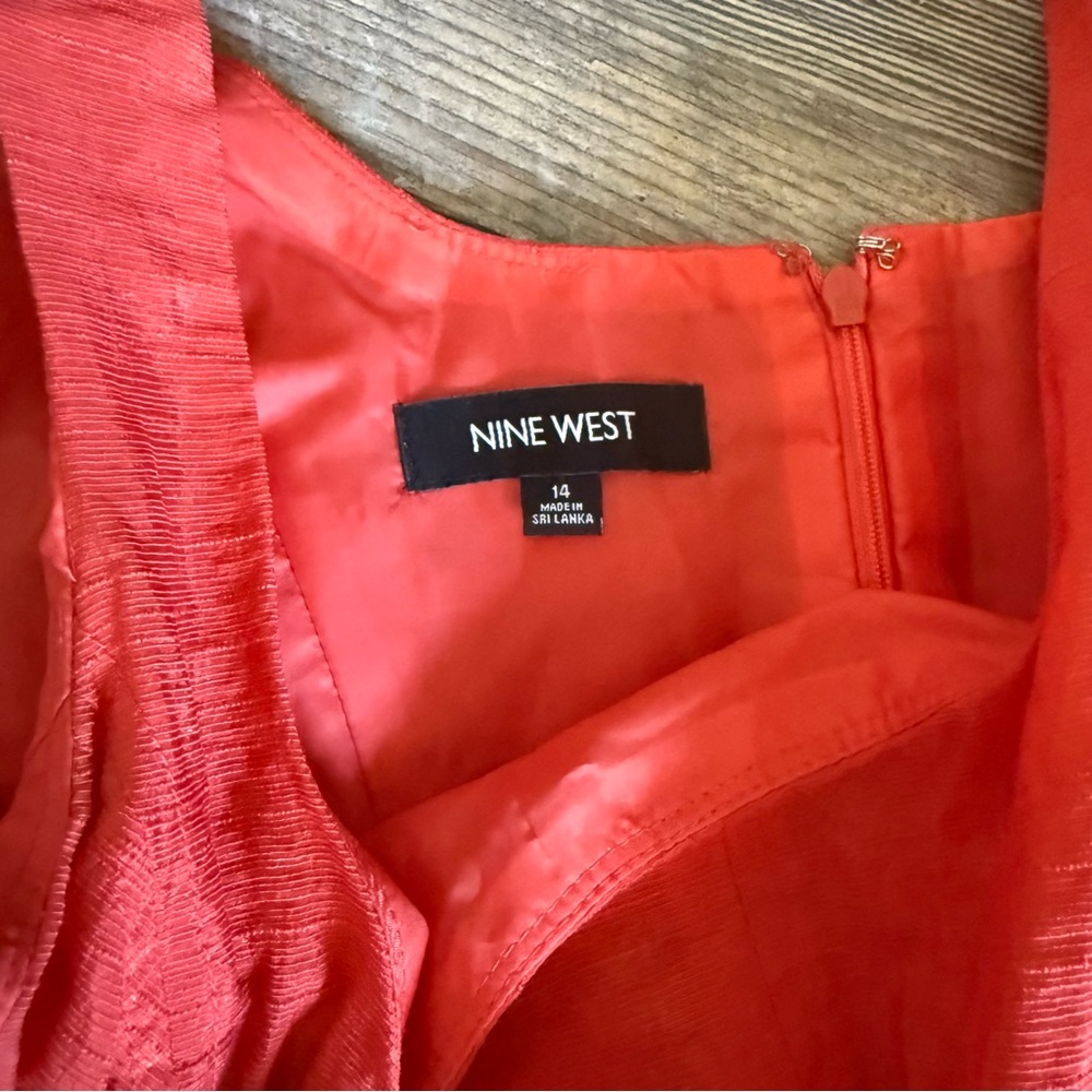 Nine West Coral Dress with Woven Tan Belt - Picture 4 of 4